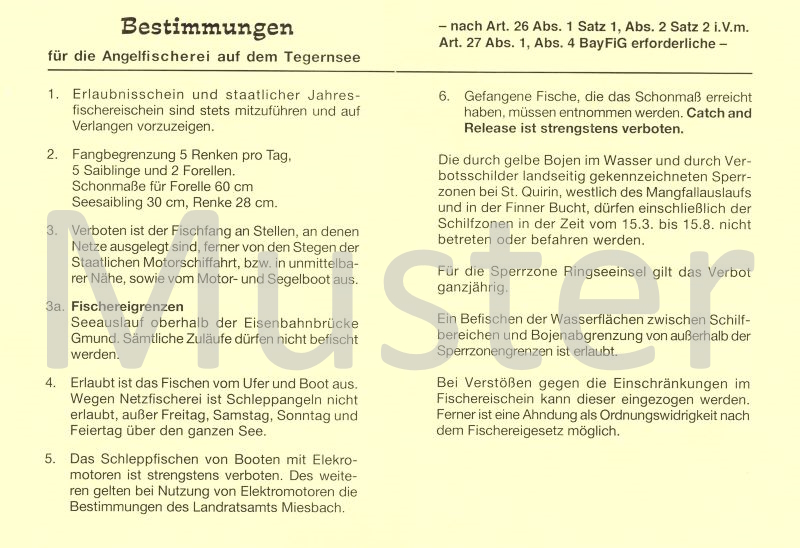 Den Erlaubnisschein / Tageskarte zum Angeln / Fischen am Tergernsee in Bayern gibt es im Angelgeschäft / Angelladen Zum Isarfischer in Bad Tölz, südlich von München.