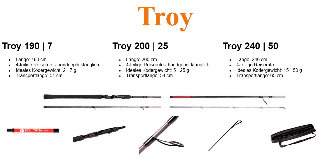 TROY Zeck Fishing Angelruten Spinnruten Zanderruten Wallerruten Hechtruten Barschruten